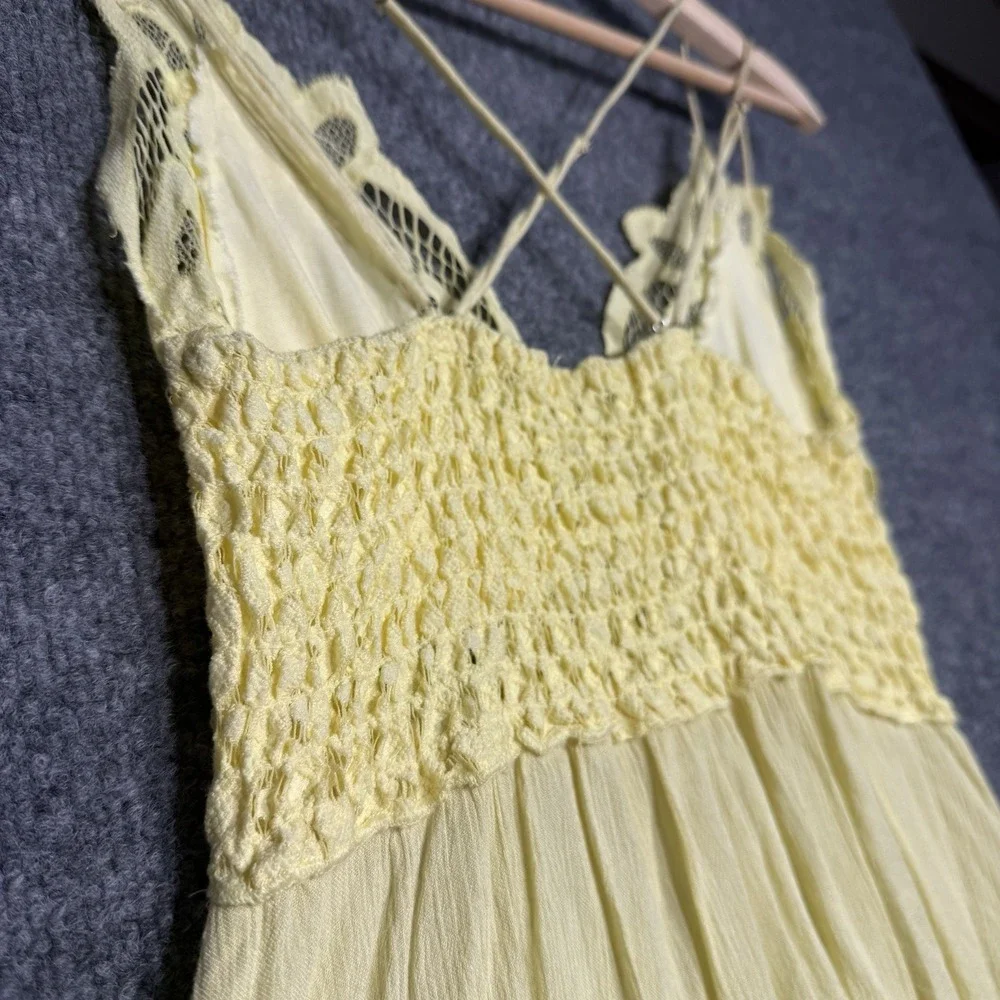 Free People FP One Adella Slip Mini Dress Daffodil Color Size VG(xs)
